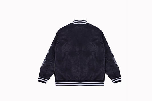 Chrome Hearts Embroidered Sleeve Varsity Jacket - Black Streetwear Coat 5577