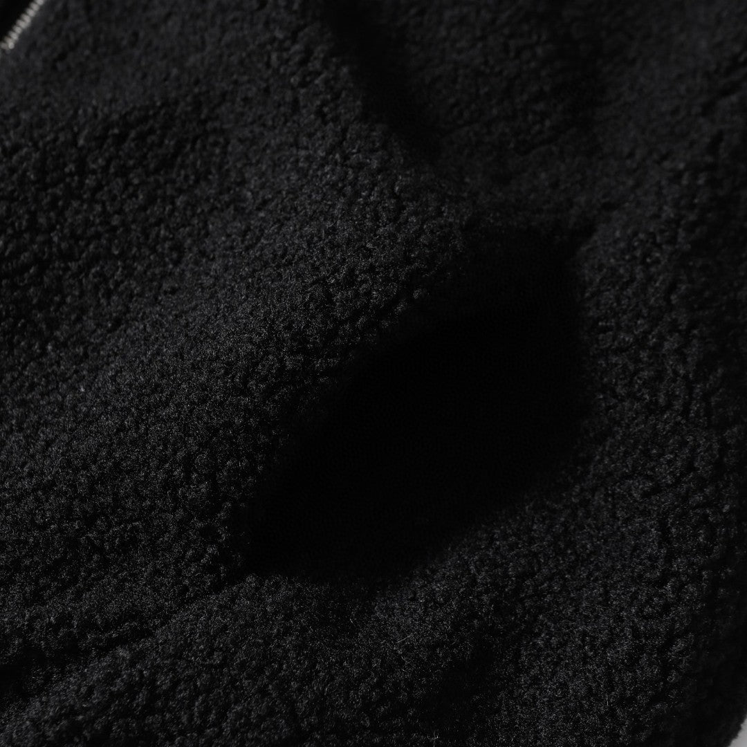 Chrome Hearts Horseshoe Embroidered Sherpa Jacket - Black Cream Gothic Coat 825