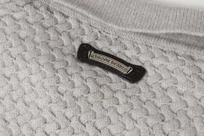 Chrome Hearts Gothic Cross Knit Cardigan - Black Grey Streetwear Jacket 904